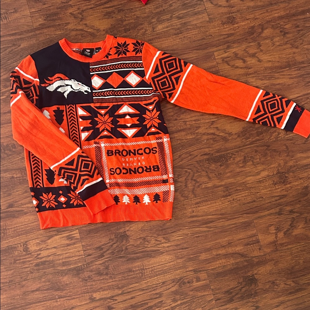 NFL Denver Broncos Orange and Navy Sweater